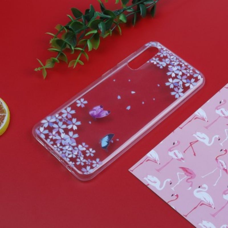 Case Samsung Galaxy A50 Läpinäkyvät Perhoset Ja Kukat