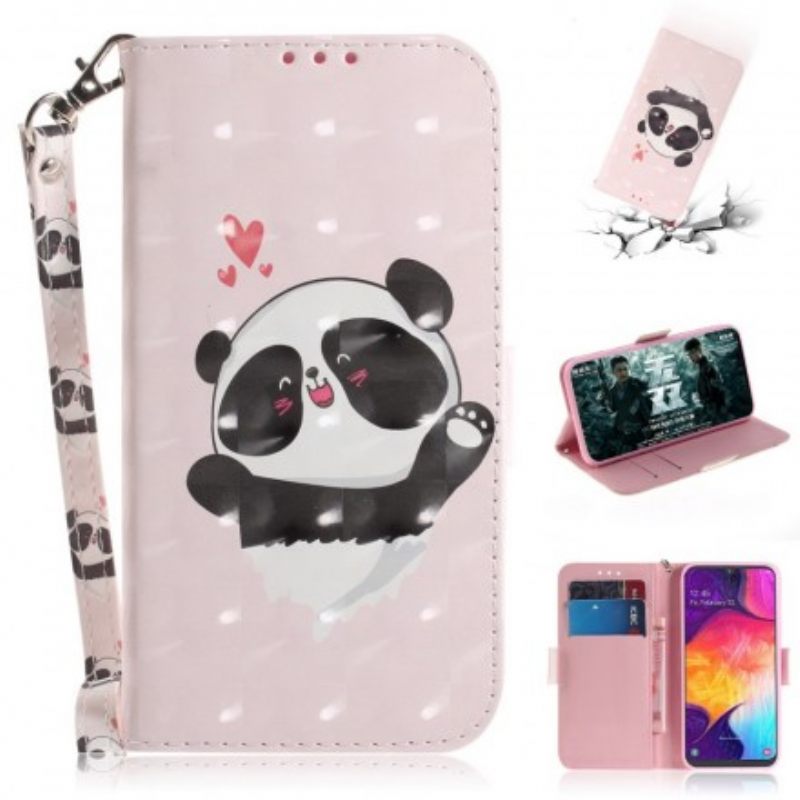 Flip Case Samsung Galaxy A50 Suojaketju Kuori Panda Love In Lanyard