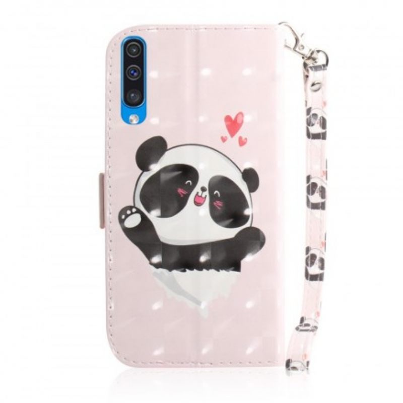 Flip Case Samsung Galaxy A50 Suojaketju Kuori Panda Love In Lanyard