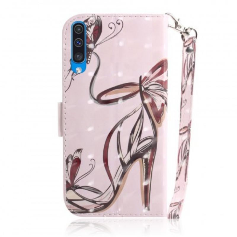 Flip Case Samsung Galaxy A50 Suojaketju Kuori Strappy Pump