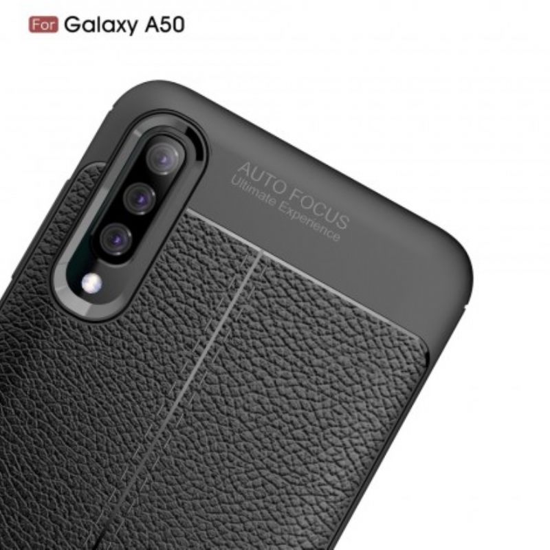 Kuori Samsung Galaxy A50 Double Line Litchi Leather Effect