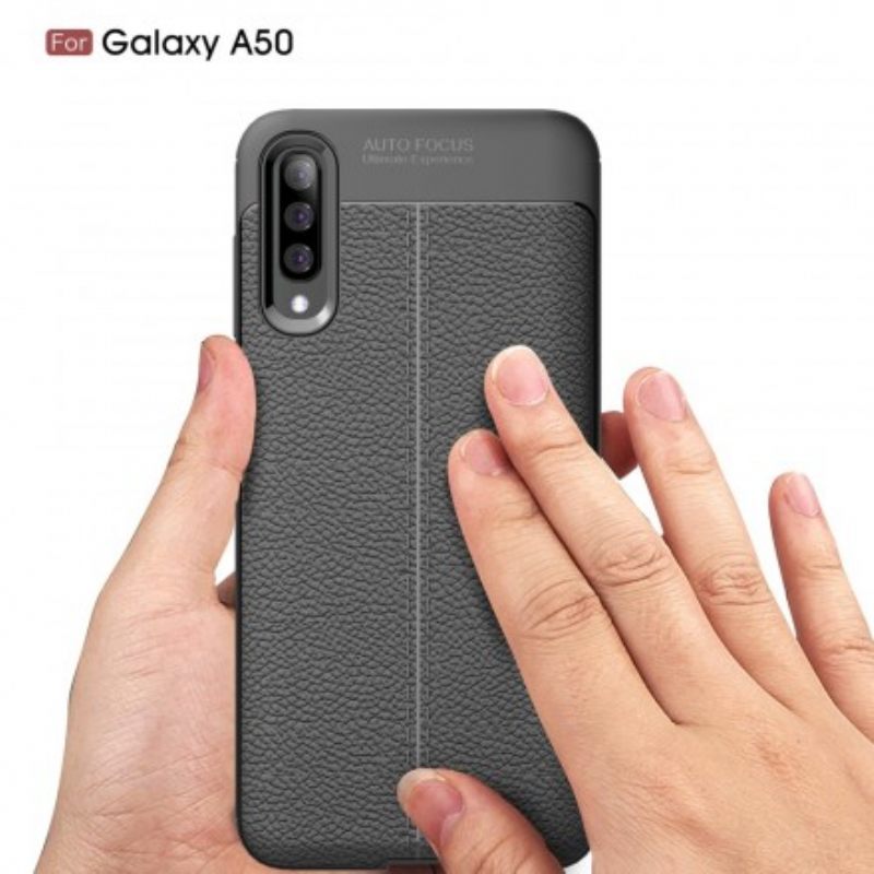 Kuori Samsung Galaxy A50 Double Line Litchi Leather Effect