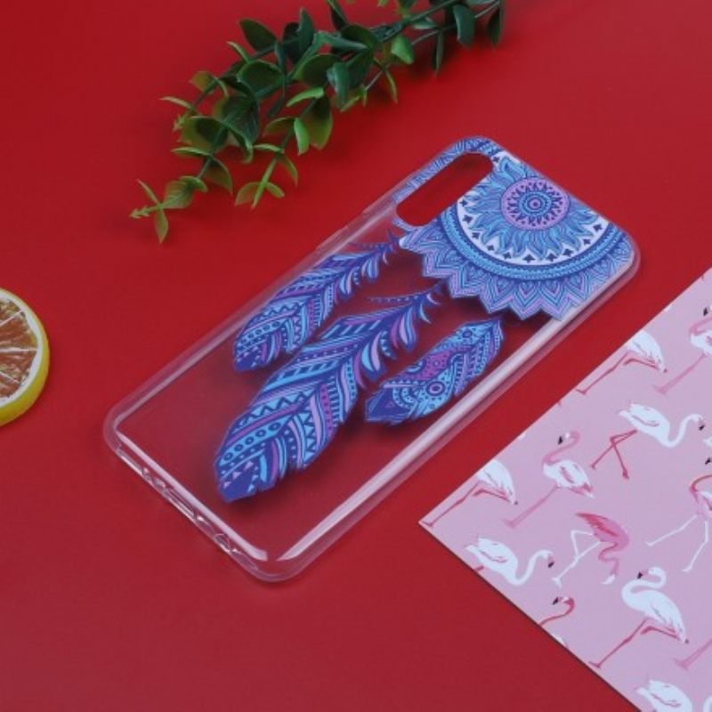 Kuori Samsung Galaxy A50 Transparent Dream Catcher Blue Feathers