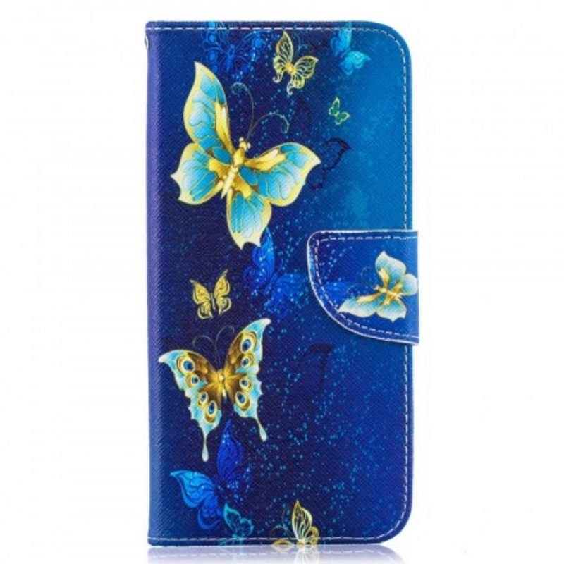 Nahkakotelo Samsung Galaxy A50 Golden Butterflies