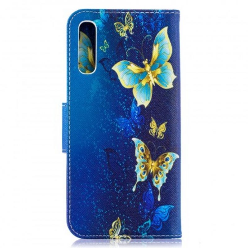 Nahkakotelo Samsung Galaxy A50 Golden Butterflies