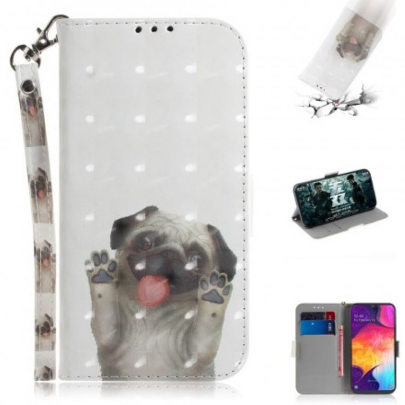 Nahkakotelo Samsung Galaxy A50 Suojaketju Kuori Love My Dog In Lanyard