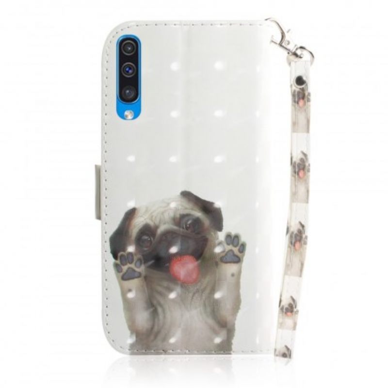 Nahkakotelo Samsung Galaxy A50 Suojaketju Kuori Love My Dog In Lanyard