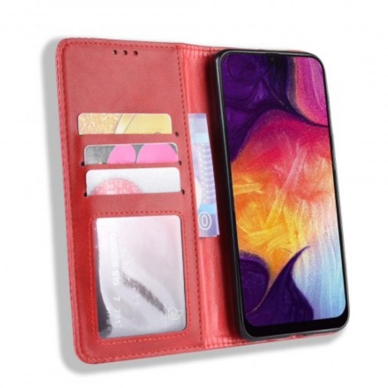 Puhelinkuoret Samsung Galaxy A50 Kotelot Flip Tyylitelty Vintage-nahkaefekti