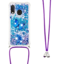 Case Samsung Galaxy A20e Kiristysnyörillä Butterfly Sequin Kiristysnyöri