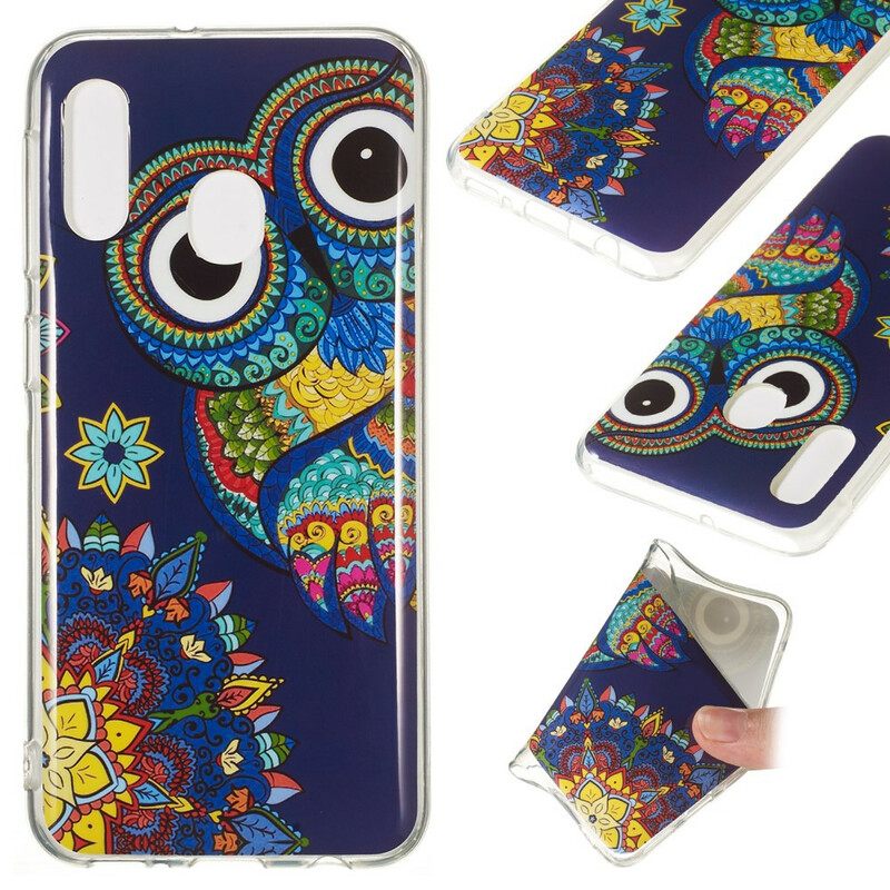 Case Samsung Galaxy A20e Owl Fluoresoiva Mandala