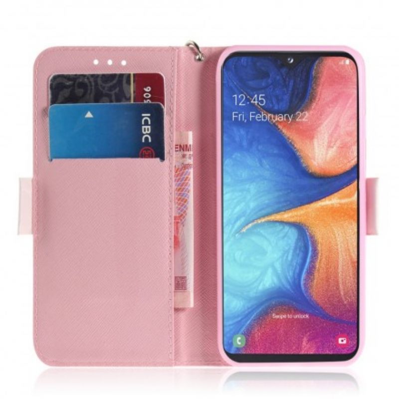 Flip Case Samsung Galaxy A20e Suojaketju Kuori Hamsterit Lanyardissa