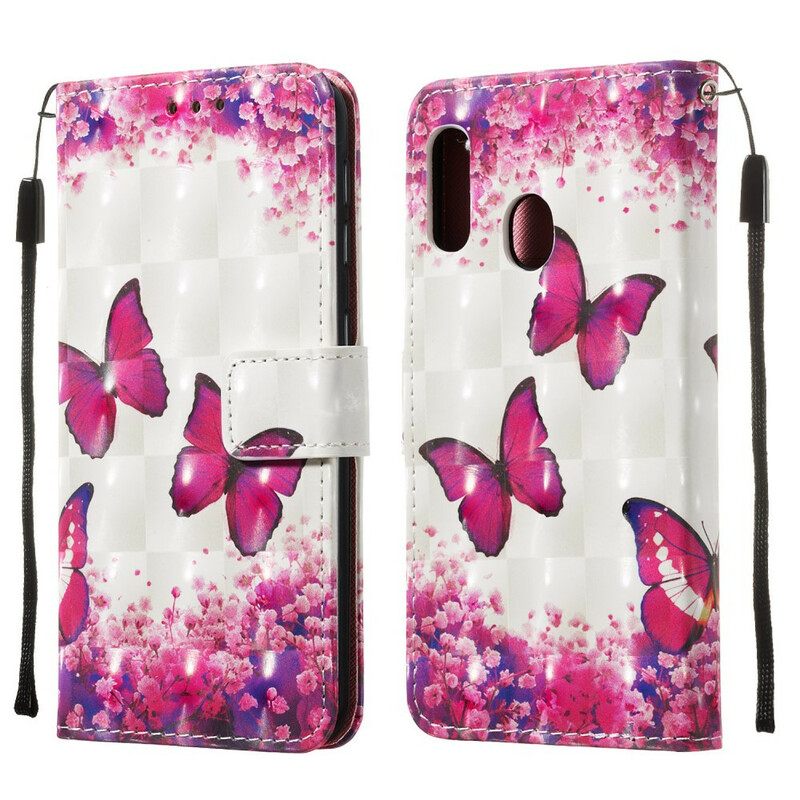 Kotelot Samsung Galaxy A20e Red Butterflies