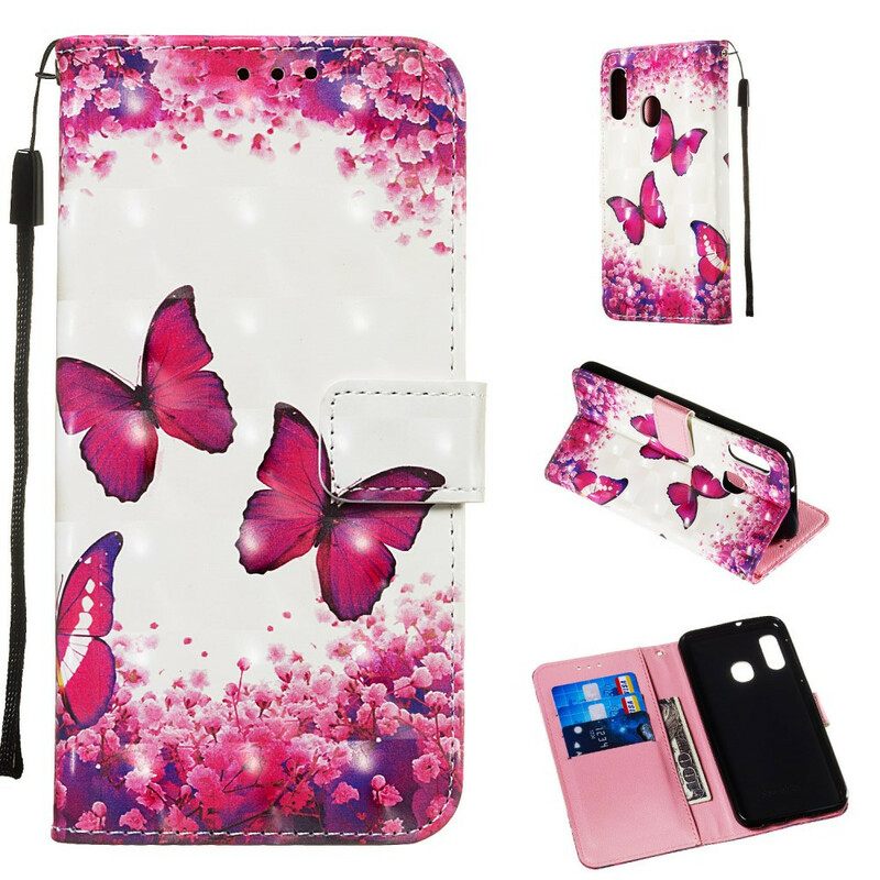 Kotelot Samsung Galaxy A20e Red Butterflies