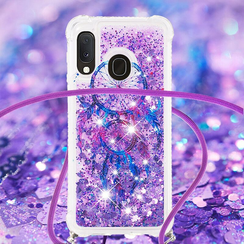 Kuori Samsung Galaxy A20e Kiristysnyörillä Dreamcatcher Glitter Kiristysnauha