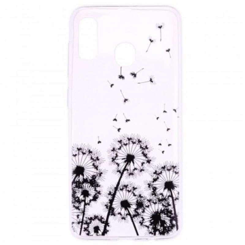 Kuori Samsung Galaxy A20e Transparent Black Dandelions