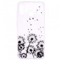 Kuori Samsung Galaxy A20e Transparent Black Dandelions