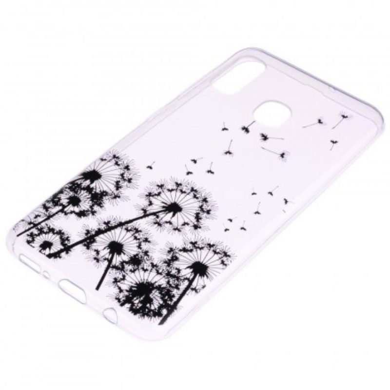 Kuori Samsung Galaxy A20e Transparent Black Dandelions