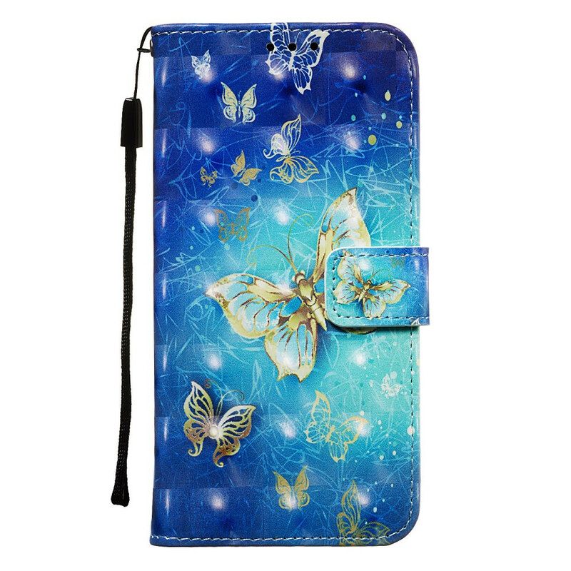 Nahkakotelo Samsung Galaxy A20e Golden Butterflies