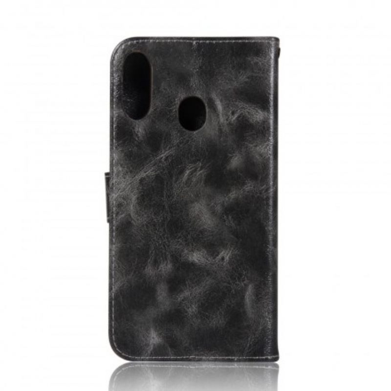 Nahkakotelo Samsung Galaxy A20e Suojaketju Kuori Vintage Leather Effect Strappy