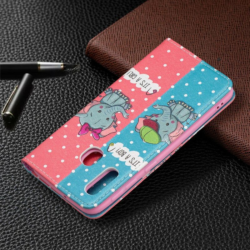 Puhelinkuoret Samsung Galaxy A20e Kotelot Flip Baby Elephants