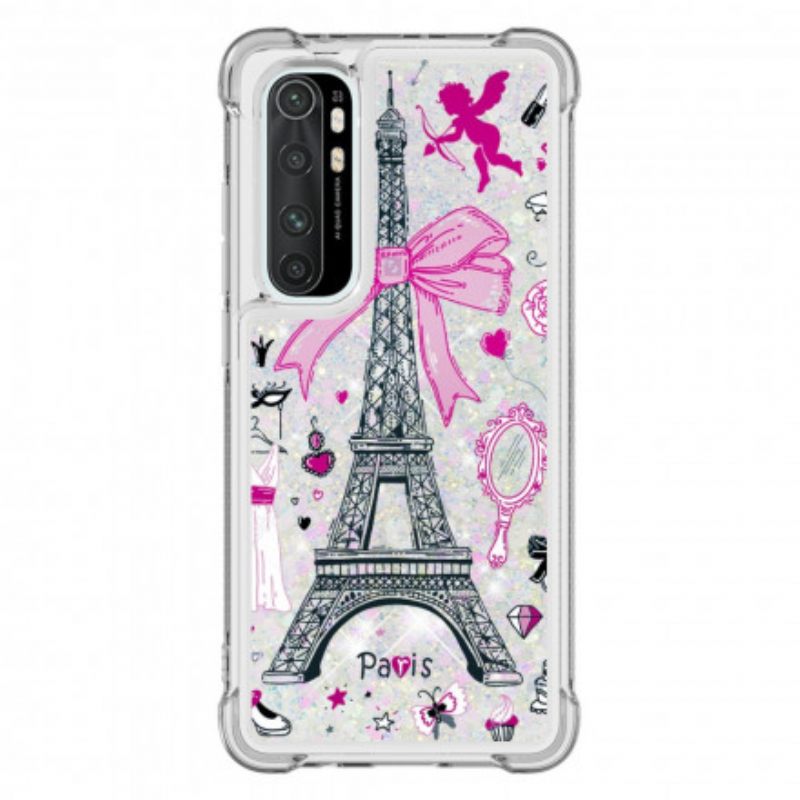 Kuori Xiaomi Mi Note 10 Lite Eiffel-tornin Paljetteja