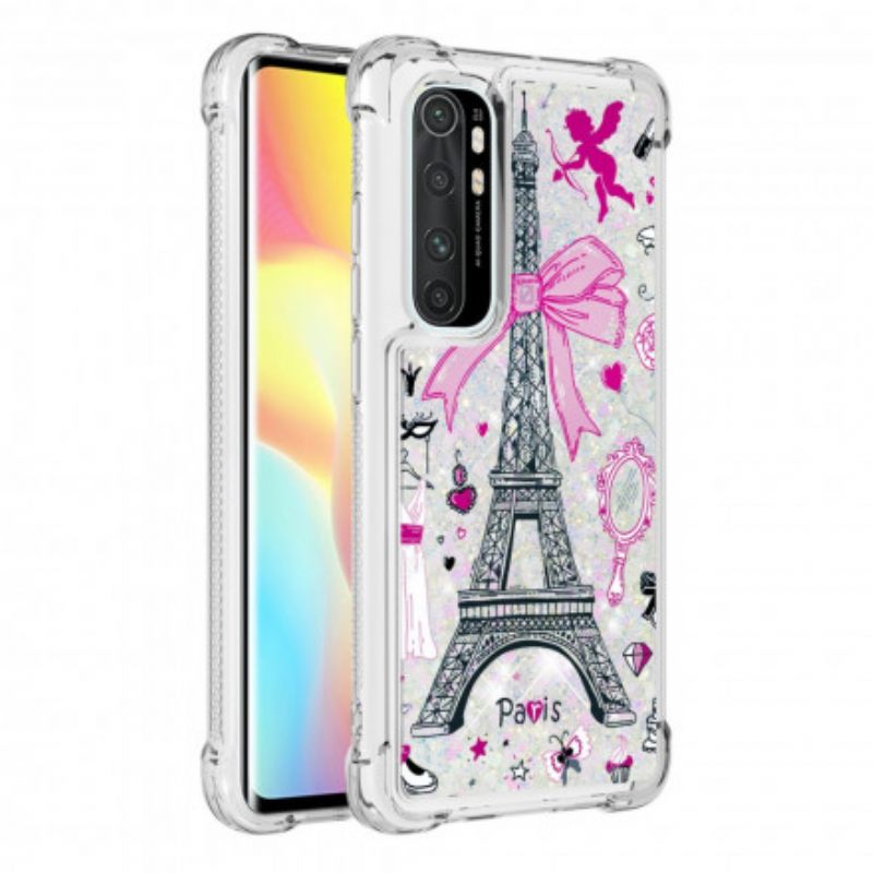 Kuori Xiaomi Mi Note 10 Lite Eiffel-tornin Paljetteja