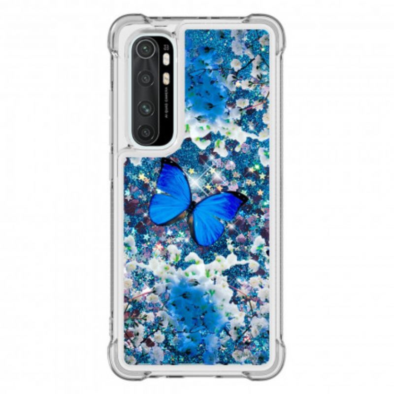 Kuori Xiaomi Mi Note 10 Lite Glitter Blue Butterflies