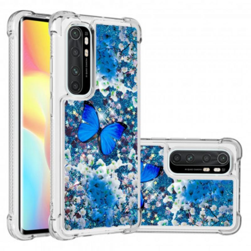 Kuori Xiaomi Mi Note 10 Lite Glitter Blue Butterflies