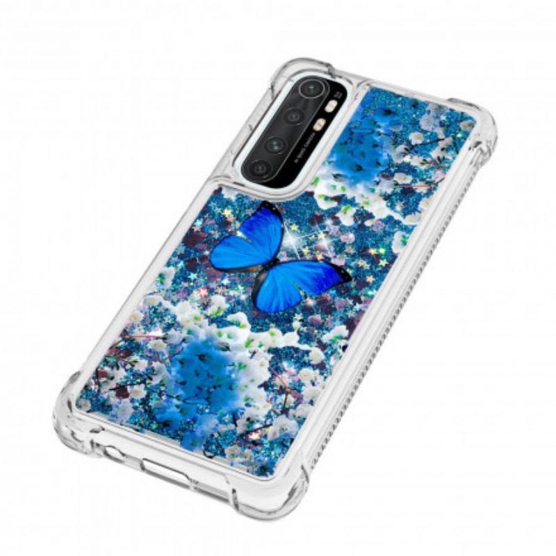 Kuori Xiaomi Mi Note 10 Lite Glitter Blue Butterflies