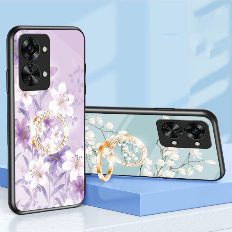 Case OnePlus Nord 2T 5G Tempered Glass Flowers Ring Timantit