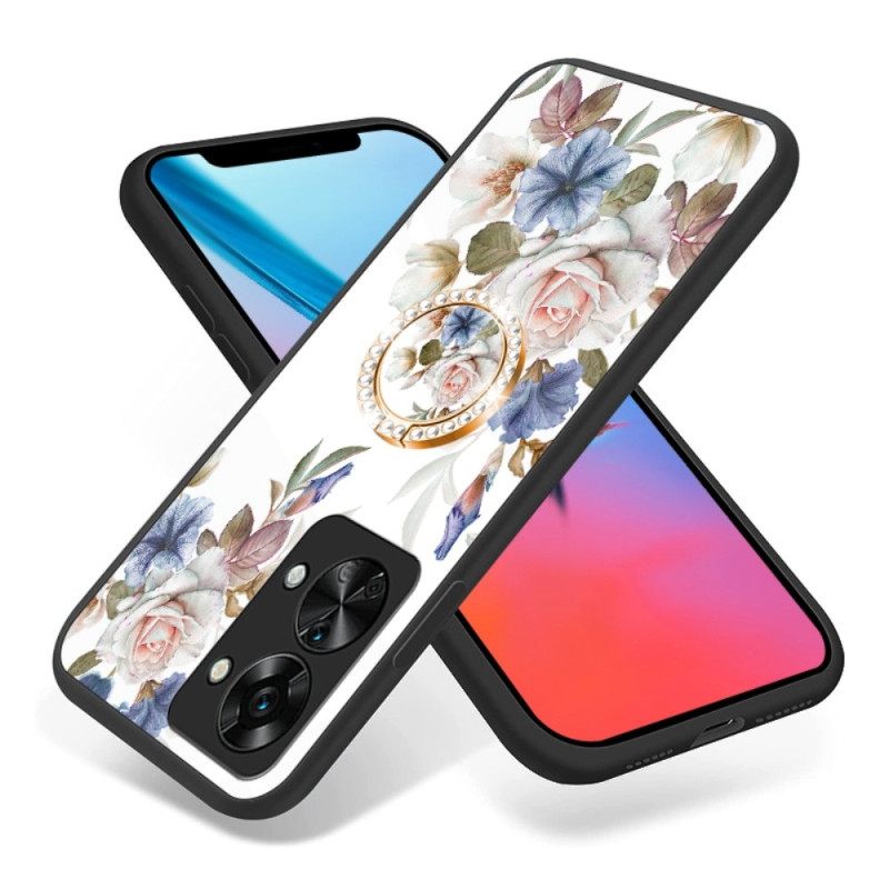 Case OnePlus Nord 2T 5G Tempered Glass Flowers Ring Timantit