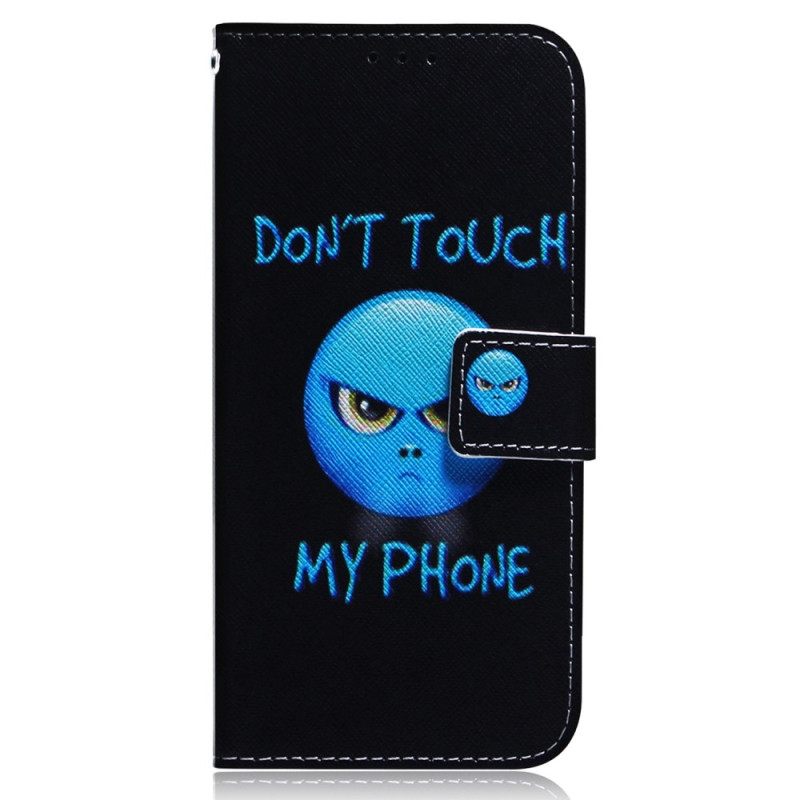 Flip Case OnePlus Nord 2T 5G Suojaketju Kuori Emoji Älä Koske Puhelimeni Kaulanauhaan