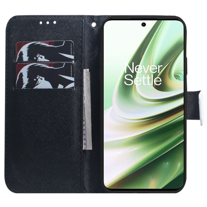 Flip Case OnePlus Nord 2T 5G Suojaketju Kuori Emoji Älä Koske Puhelimeni Kaulanauhaan