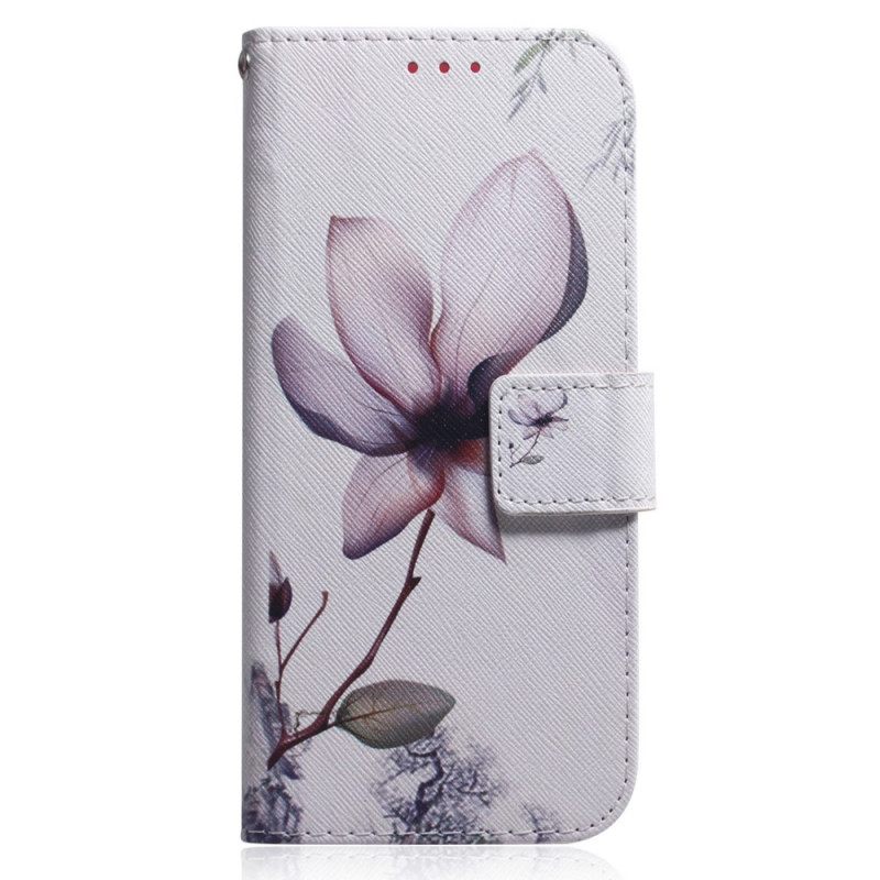 Flip Case OnePlus Nord 2T 5G Suojaketju Kuori Ruusukukka Hihnalla