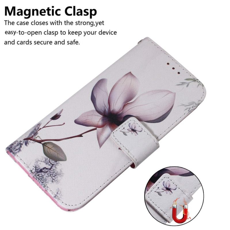 Flip Case OnePlus Nord 2T 5G Suojaketju Kuori Ruusukukka Hihnalla