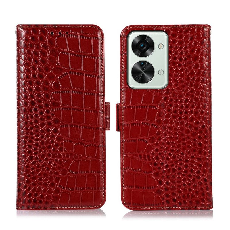 Kotelot OnePlus Nord 2T 5G Crocodile Style Aitoa Nahkaa Rfid