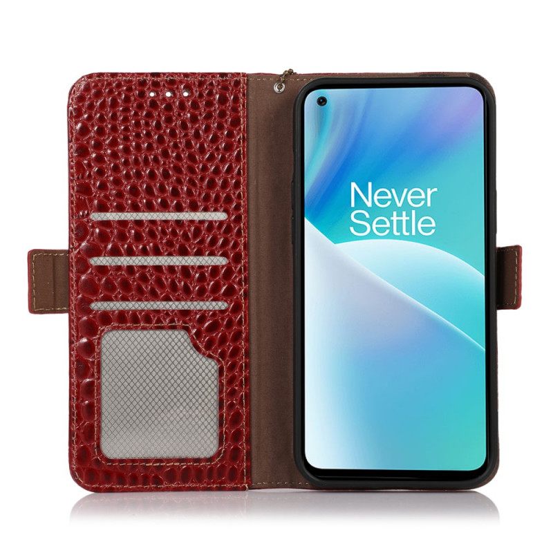 Kotelot OnePlus Nord 2T 5G Crocodile Style Aitoa Nahkaa Rfid