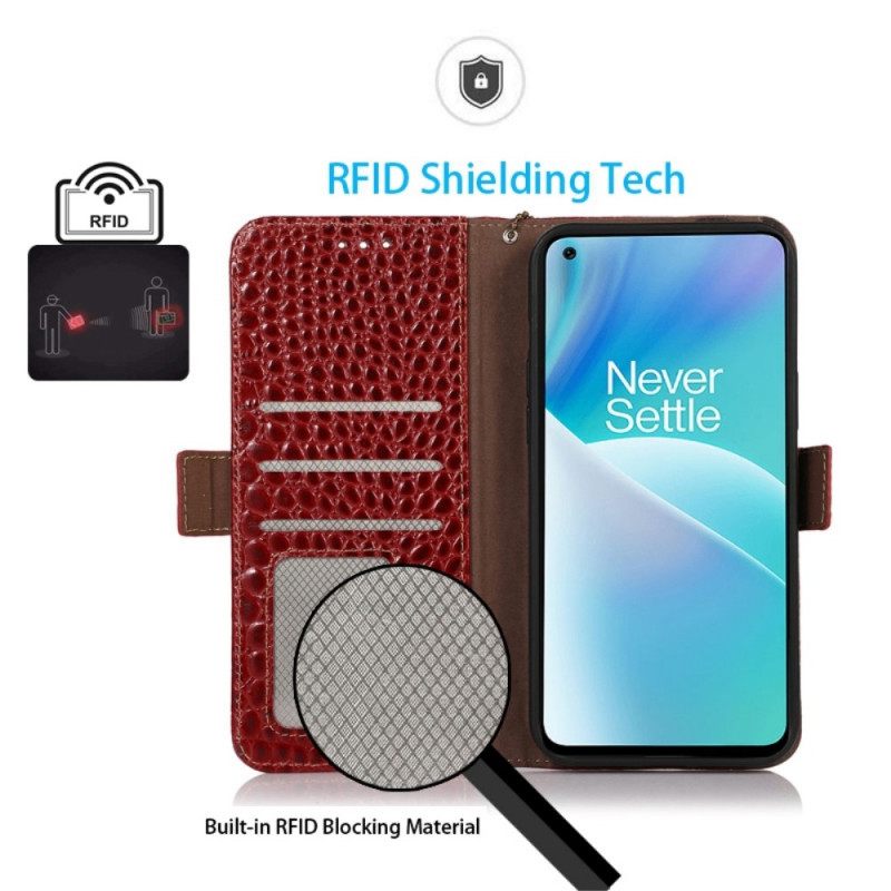 Kotelot OnePlus Nord 2T 5G Crocodile Style Aitoa Nahkaa Rfid