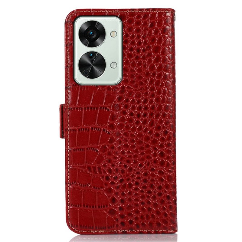 Kotelot OnePlus Nord 2T 5G Crocodile Style Aitoa Nahkaa Rfid