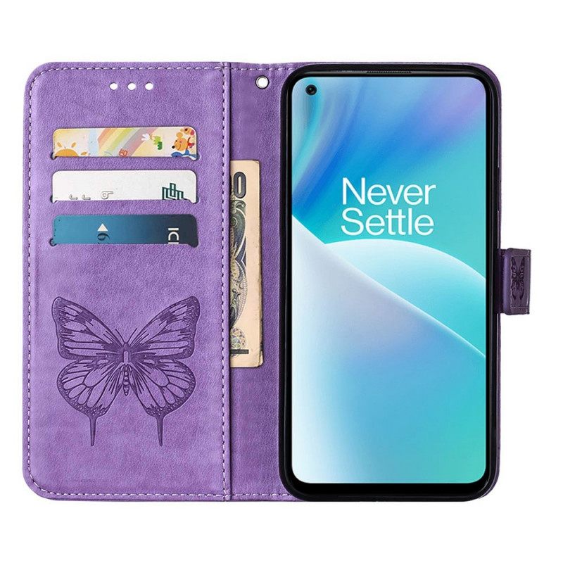 Kotelot OnePlus Nord 2T 5G Suojaketju Kuori Artistic Butterfly Kaulanauhalla