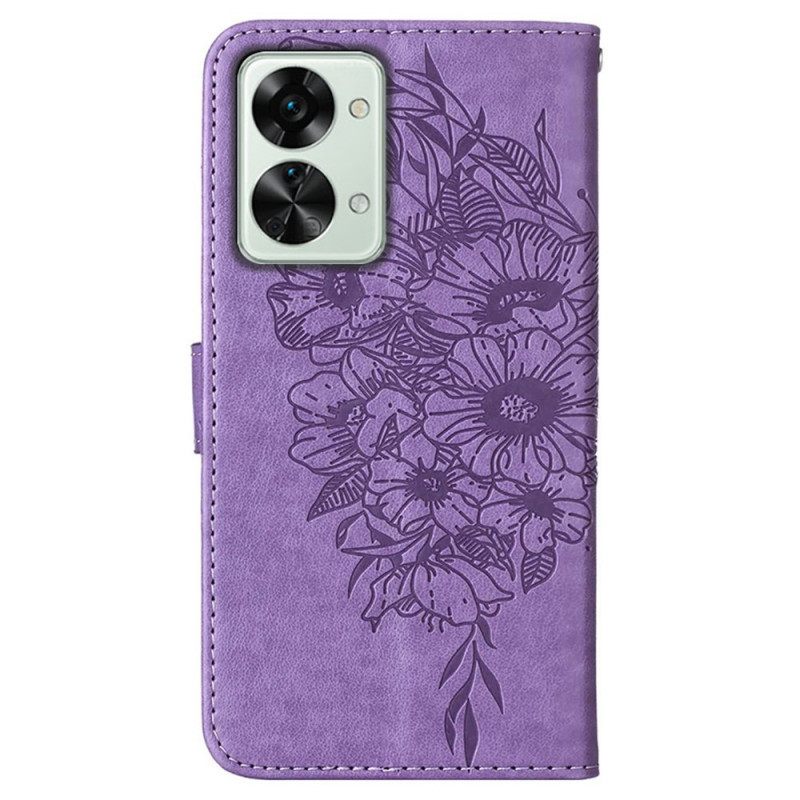 Kotelot OnePlus Nord 2T 5G Suojaketju Kuori Artistic Butterfly Kaulanauhalla