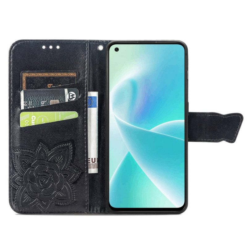 Kotelot OnePlus Nord 2T 5G Suojaketju Kuori Butterfly Lanyard Kortinhaltija