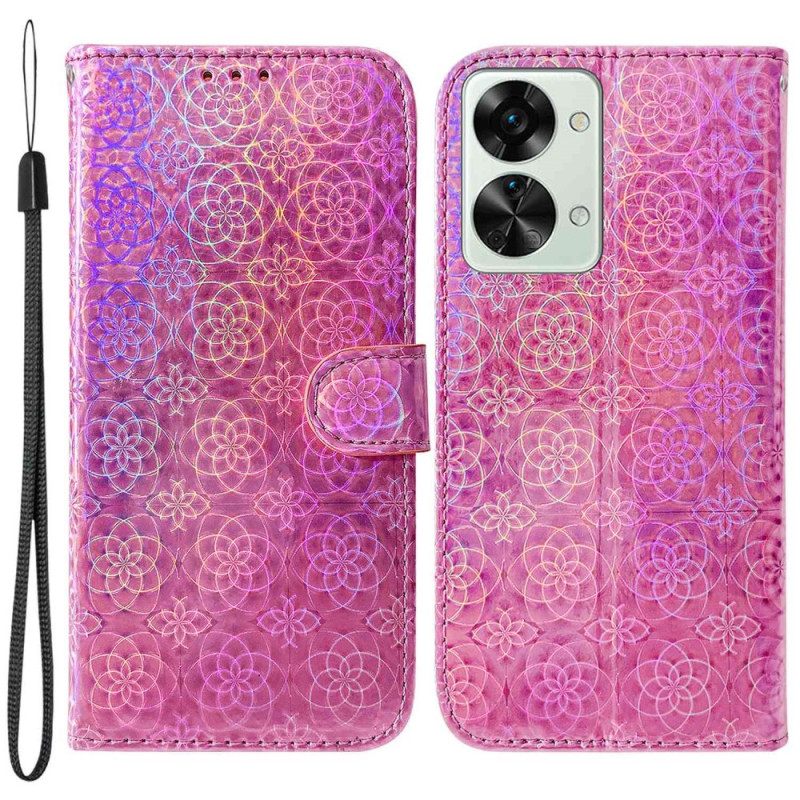 Kotelot OnePlus Nord 2T 5G Suojaketju Kuori Geometric Strappy Flowers