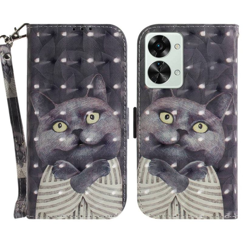 Kotelot OnePlus Nord 2T 5G Suojaketju Kuori Grey Thong Cat