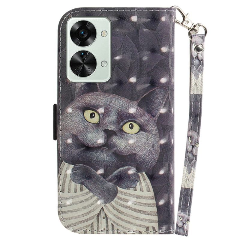 Kotelot OnePlus Nord 2T 5G Suojaketju Kuori Grey Thong Cat