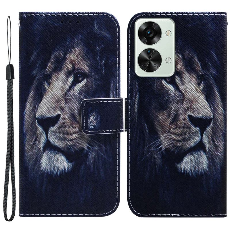 Kotelot OnePlus Nord 2T 5G Suojaketju Kuori Night Lion Strappy