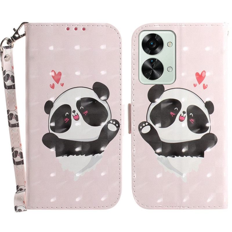 Kotelot OnePlus Nord 2T 5G Suojaketju Kuori Panda Love In Lanyard