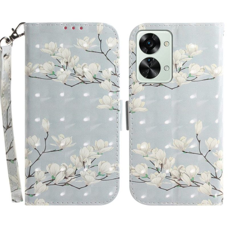 Kotelot OnePlus Nord 2T 5G Suojaketju Kuori Strap Magnolia Flowers