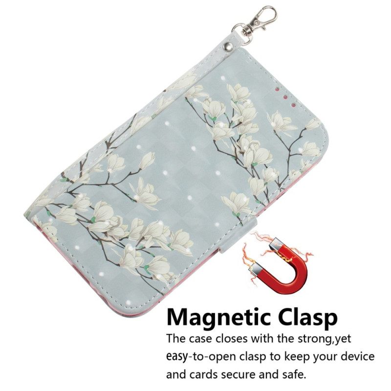 Kotelot OnePlus Nord 2T 5G Suojaketju Kuori Strap Magnolia Flowers