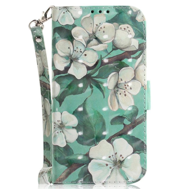 Kotelot OnePlus Nord 2T 5G Suojaketju Kuori White Strap Flowers